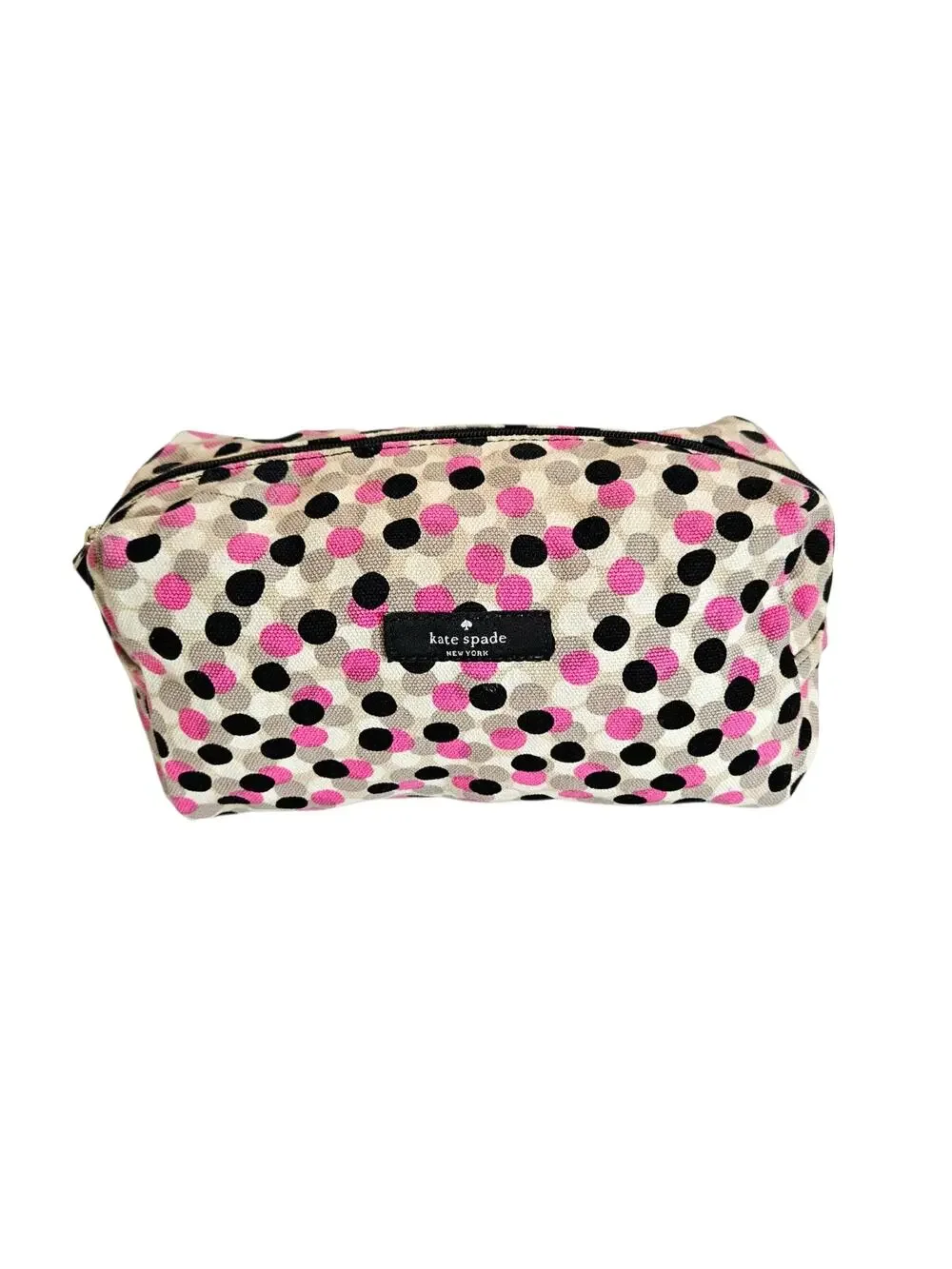Kate Spade Black/Pink Polka Dot Makeup Bag
